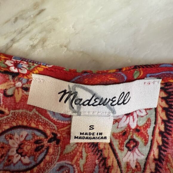 Madewell Crossover cotton blend Peplum Top In Fiesta Red Bandana Size S - Picture 5 of 7